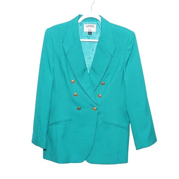 Vintage Kasper Double Breasted Blazer Size 10 Green - Picture 1 of 5